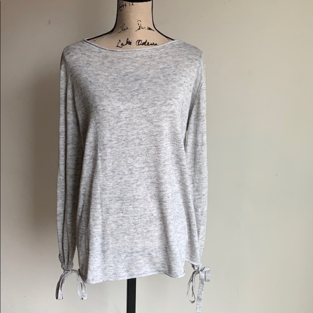 Zara Scoopneck Lace Tie Grey Top Size Small